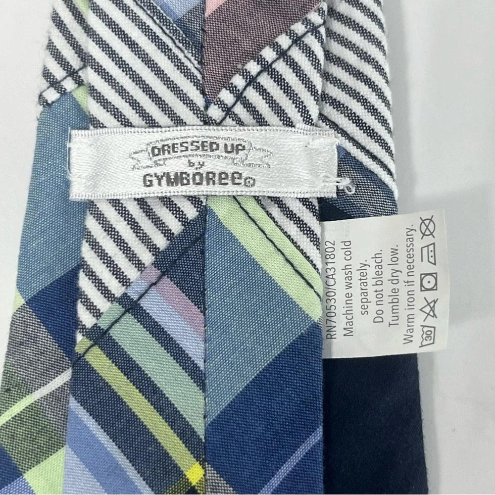 Gymboree child’s plaid‎ and seersucker tie Pink & Blue Size 6 & up Easter Pastel